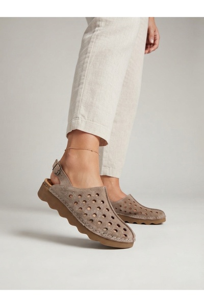 Rüya Shoes Suede Poly Sole Perforated Comfortable Genuine Leather Women's San...