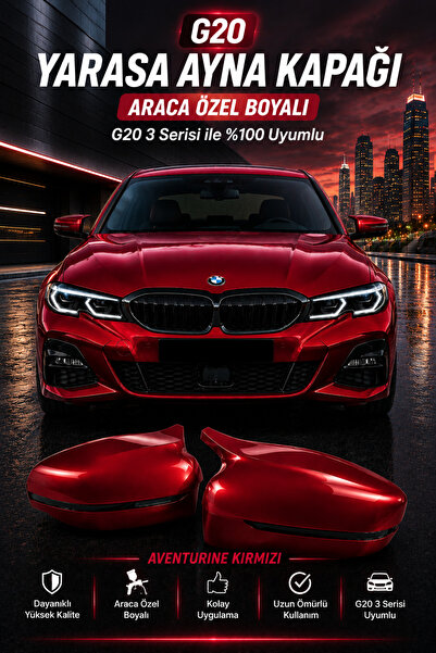 ModGR-Dizayn BMW G20 ARACA ÖZEL BOYALI YARASA AYNA KAPAĞI A+ Aventurine Kırmızı