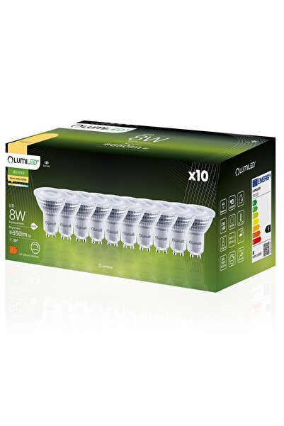 Lumiled 10x Bec LED GU10 Spot PAR16 8W = 80W 650lm 3000K Cald 36 °   Reglabil