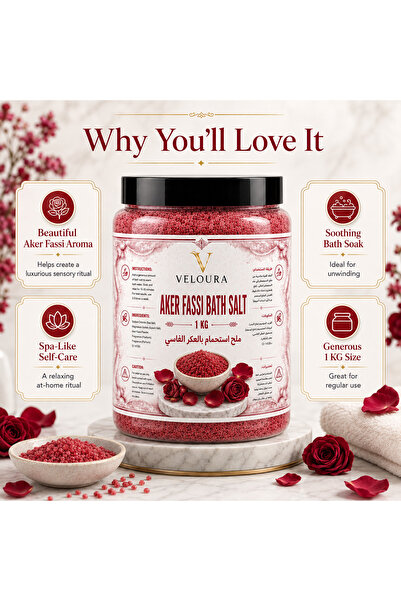 Veluora AKER FASSI SPA SALT 1KG – REVITALIZING & REFRESHING BATH SALT FOR BOD...