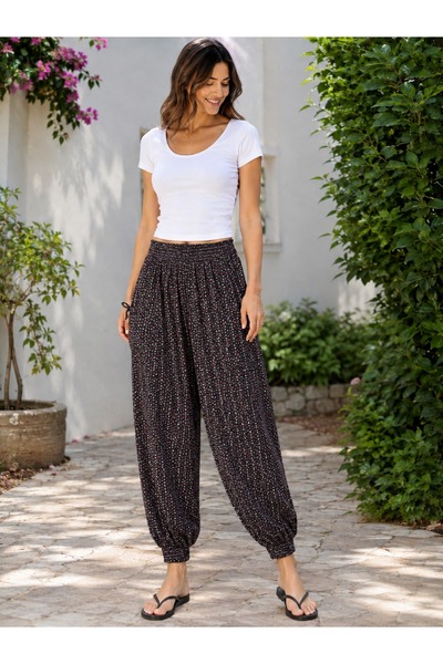 Derya Kurşun Patterned Cuffed Shalwar Trousers 0527-022