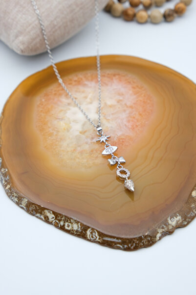 Serenite Collection Sign Silver Color Zircon Necklace