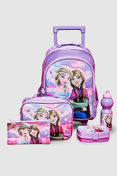 R&B 5 Pack Frozen Print Trolley Backpack Set - 16"