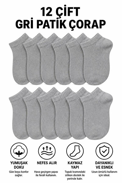 TreBears 12’li Paket Unisex Patik Çorap Seti – Pamuklu Bilek Boy Patik Çorap,...