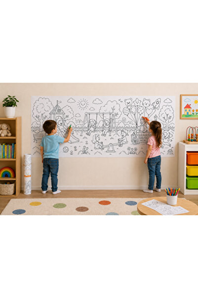 matkid Dev Boyama Kağıdı 62x150 cm Park Macerası - Çocuk Boyama Rulosu | Okul...