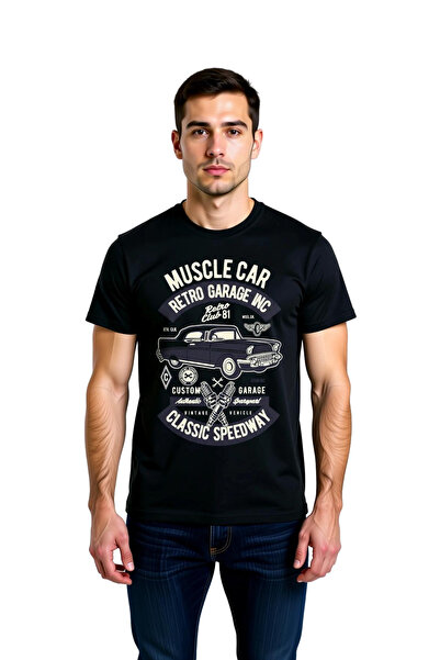 PayBuy Men's Retro Garage Classic Car Printed Short Sleeve T-Shirt 100% Cotto...