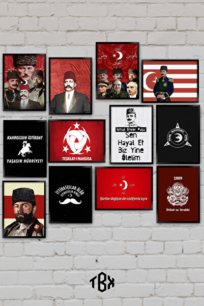 tablomaxtbx 12 Parça İttihat ve Terakki Enver Paşa Atatürk Milliyetçilik Deko...