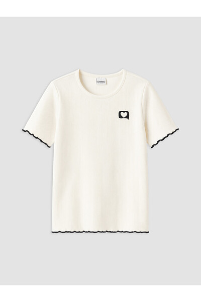 LC Waikiki Crew Neck Embroidered Girl's T-Shirt