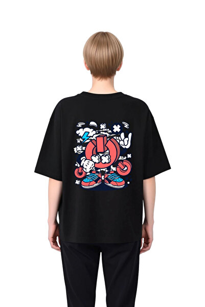 PayBuy Tricou supradimensionat cu imprimeu grafic pentru femei, cu design ret...