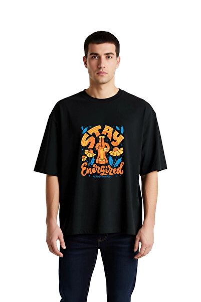 PayBuy Men's Oversize Yoga T-Shirt Headstand Pose Printed Relaxed Fit Daily W...
