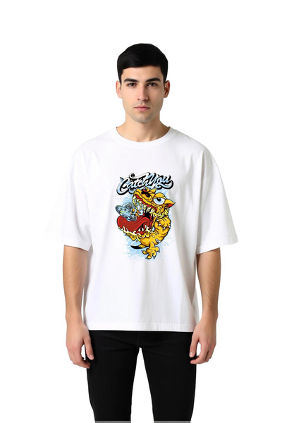 PayBuy Men's Oversize T-Shirt 100% Cotton Printed Vintage Monster Design Rela...