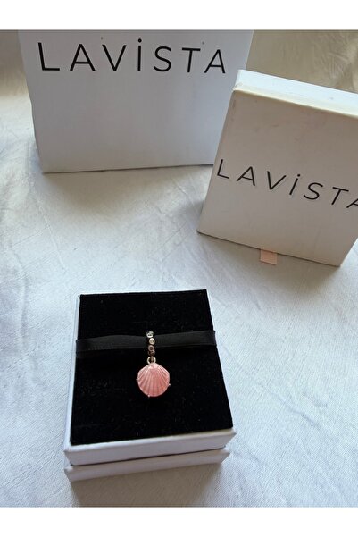 Genel Markalar Coral-colored Shell Double Dangle Gümüş Charm’ı