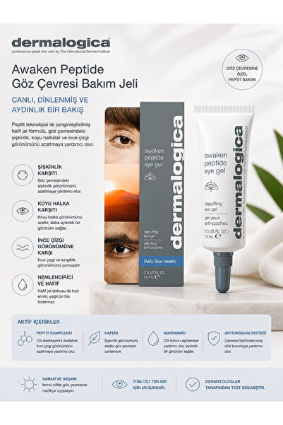Dermalogica Awaken Peptide Caffeine-Containing Moisturizing and Firming Eye G...