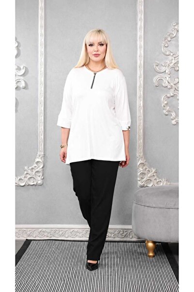 Mügerella EST.2026 Plus Size Stylish Casual T-Shirt / T-Shirt with Zipper and...