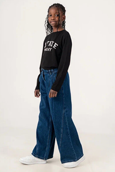 GİYİCEM TEKSTİL Girl's Pleated Waist City Style Jeans 2232