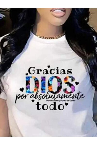 NOURAM Women's Graphic Tees,Women's Faith Inspired Spanish Gracias DIOS Print...
