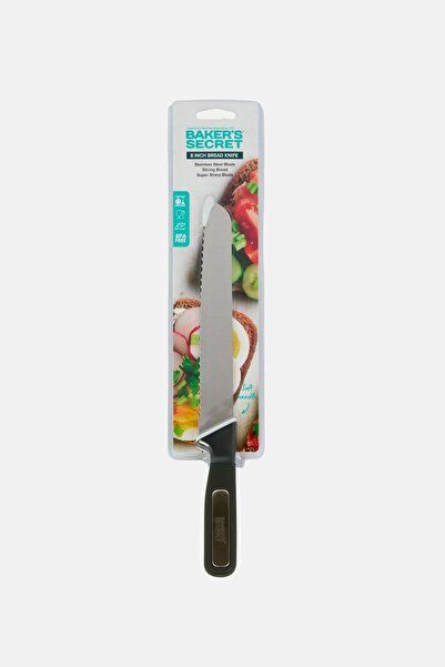 Baker's Secret 8 Inch Bread Knife Thermoplastic Rubber Handle, Grey
