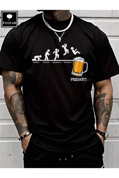 NOURAM PAYEAH Men's Print Short Sleeve Casual Graphic Tees Tops Heavy Cotton ...