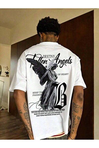 LİNA06 Men's Summer Fashion Minimalist Chic Dark Aesthetic Fallen Angel & Eng...