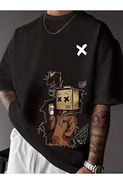 25W Manfinity Dauomo Men's Casual Cartoon Graphic Short Sleeve Dropped Should...