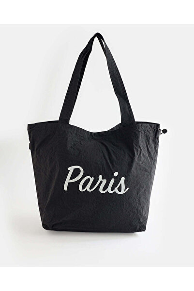 REDTAG Women Black Printed Shopping Bag