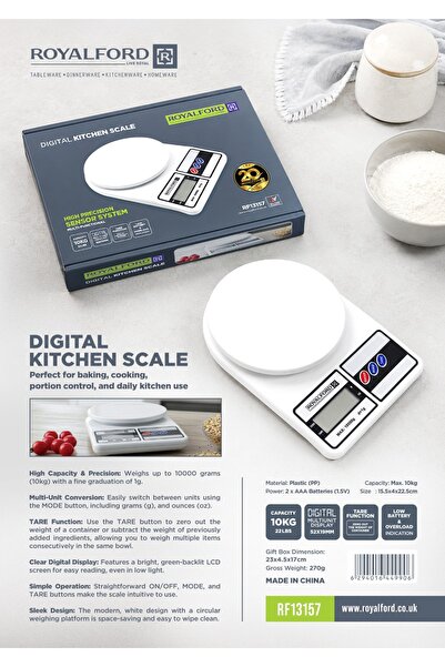 ROYALFORD Digital Food Scale RF13157 High Precision Kitchen Scale 10kg Measur...