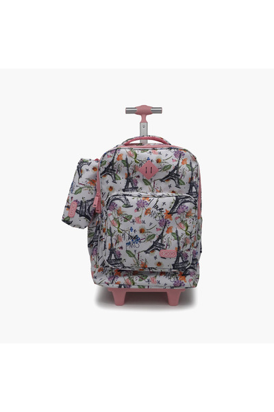 Roco Floral 2-Piece School Trolley Bag Set for Girls 5-8 Yrs with Pencil Case...