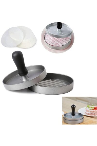 STARSTAR Hamburger patty molder, comes with silicone mat, easy to demold, black.