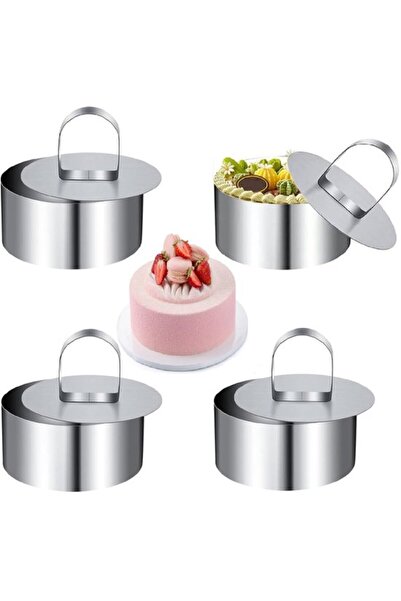 STARSTAR 4-piece cake ring set, stainless steel with push rod, suitable for m...