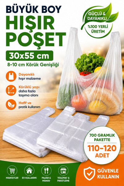 YOK YOK AMBALAJ Large Size Tissue Bag 30X55 cm 110-120 Pieces Grocery Shoppin...