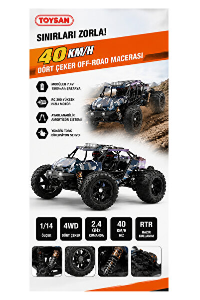 Toysan 1:14 ÖLÇEK 4x4 UZAKTAN KUMANDALI 40KM HIZ YAPAN ARABA