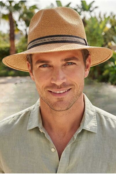 Uniquetrenders Men's Straw Panama Model Trilby Hat with Black Cord Stripe Sum...