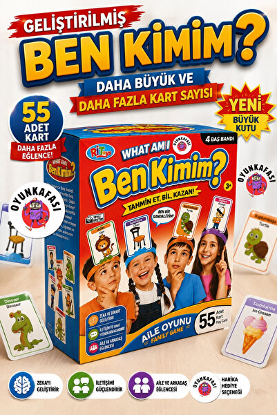 OYUNKAFASI Geliştirilmiş Ben Kimim? | Yeni Büyük Kutu | 55 Kartlı Eğitici Ail...