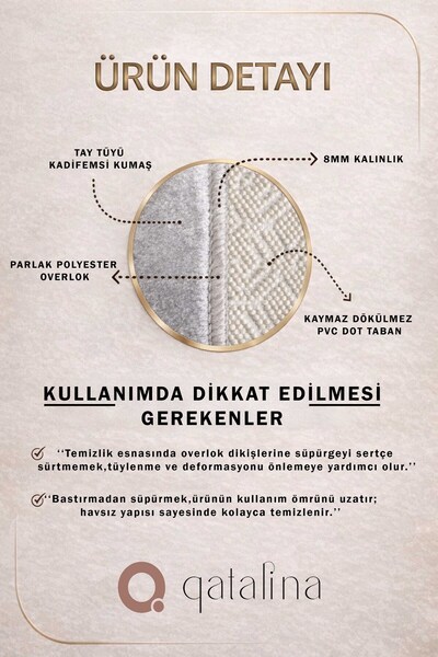 Qatalina Shapol Makinede Yıkanabilir Kaymaz Taban Leke Tutmaz Dijital Salon Halısı Mutfak Halısı ve Yolluk