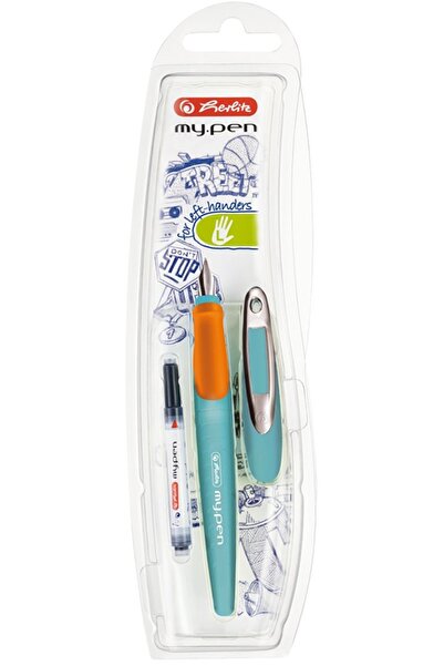 Herlitz Stilou My.Pen, penita L, turcoaz/orange, pe blister,