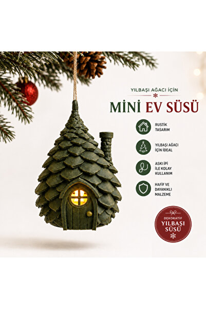 Toptancı Amca Yılbaşı Ağaç Süsü Dekoratif Mini Ev Süsü Askılı Noel Ağacı Süsü...