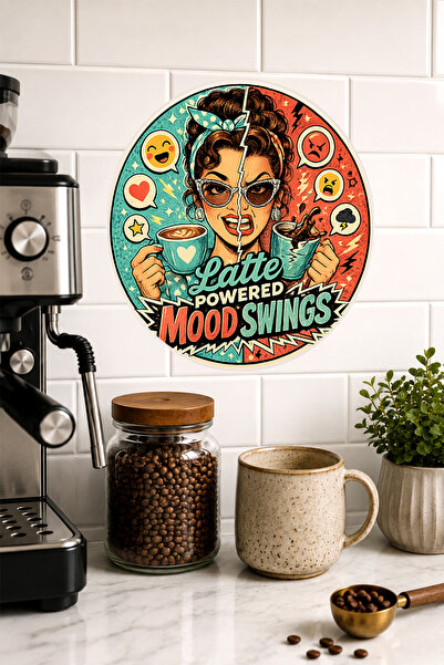 Mayeka Ρετρό Τραπέζι MDF Στρογγυλό Καφέ  "Latte Powered Mood Swings " για Διπ...