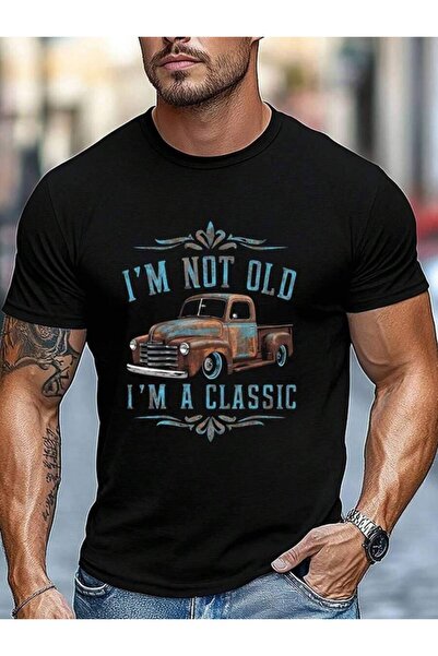 26LIK Men's Graphic Print Crew Neck T-Shirt, Vintage Design T-Shirt For Men -...