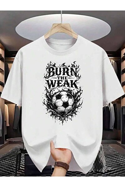 21JNRY Men's Cotton T-Shirt "Burn The Weak Soccer" With Football Flames Pure ...