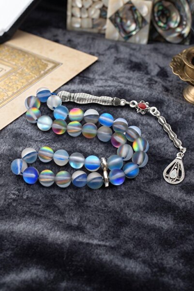 Prestige Thermal Quartz Stone 33 Prayer Beads with Metal Tassel 8mm Sphere Cu...