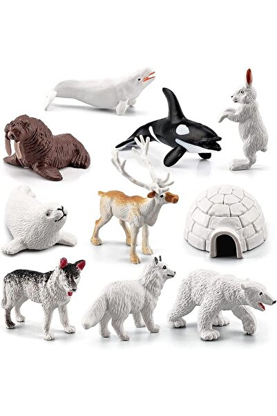 AZONEE 10 Pcs Polar Animals Figurines, Arctic Animal Toy Figurines Set, Reali...
