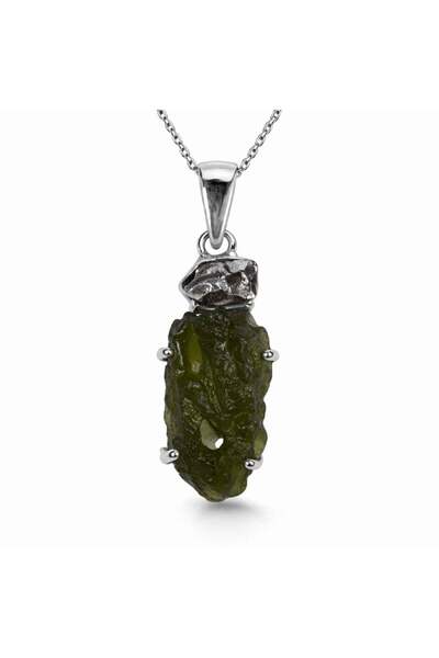 craftmystic 925 silver necklace with moldavite and rough meteorite – transfor...