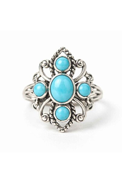 craftmystic Δαχτυλίδι Ασημένιο 925 με Λουλούδι Τουρκουάζ – Προστασία και Θηλυ...