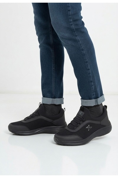LUTTOON 4194 Men's Laceless Sports Shoes Black Elastic Lightweight Orthopedic...