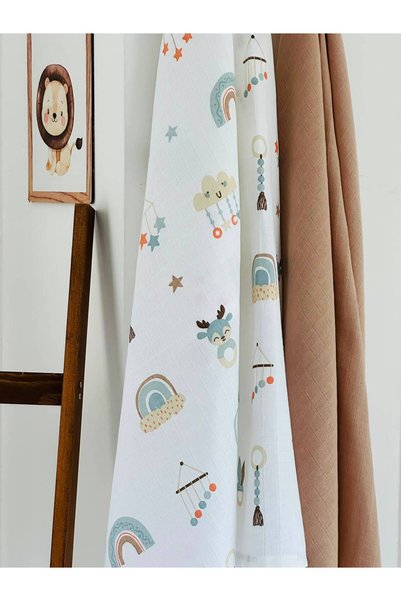 Fulya Tuhafiye 100% Cotton 2-Piece Muslin Baby Blanket Set Oeko-Tex Certified Muslin Cover 80 X 90 cm