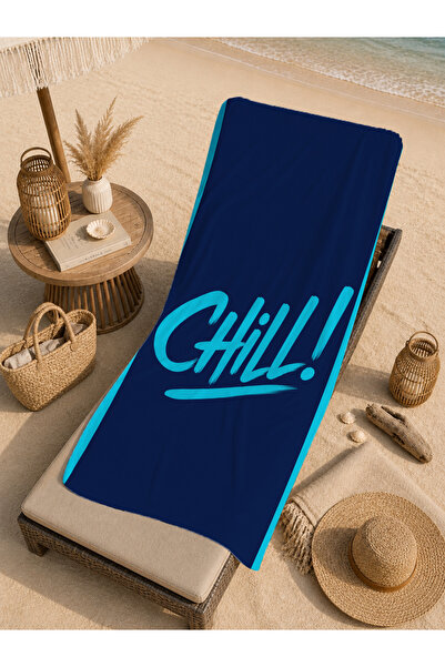 Evmila Prosop de plajă Minimal Chill Written, albastru marin, turcoaz, cu mod...