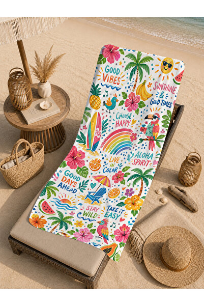 Evmila Pop Art Colorful Summer Doodle Pattern 70x150 Prosop de plajă - Prosop...