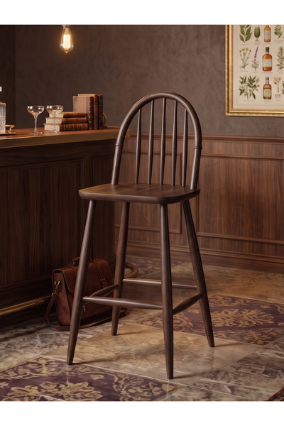 Woodenbend Laura Ceviz Ahşap Kayın Ağacı İskandinav Modern Country Tarz Bar S...
