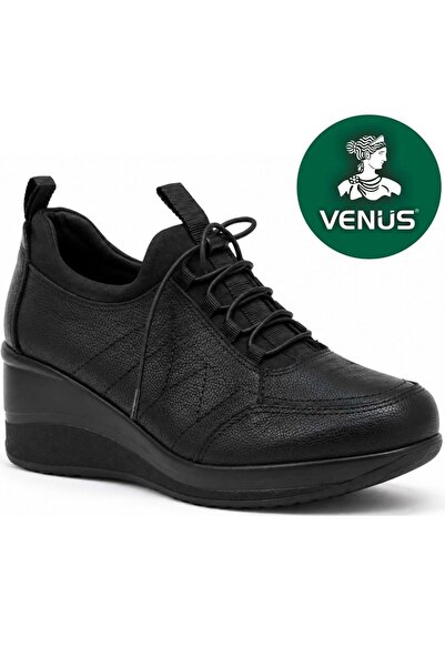 Venüs Halone Genuine Leather Comfort Orthopedic Women's Casual Shoes Black