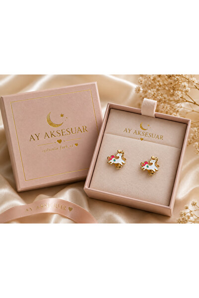 XUPING JEWELRY Xupıng kararmaz 14 k antialerjik UNİCORN kız çocuk küpesi